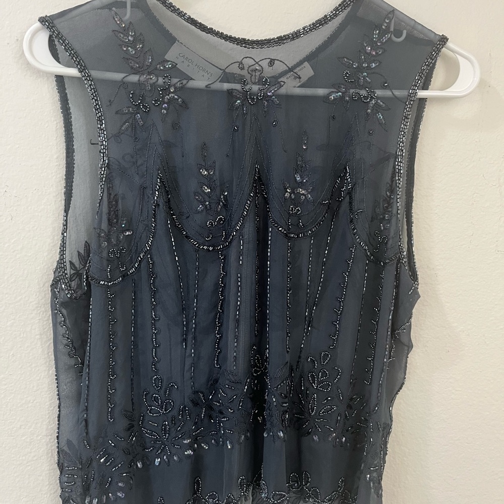 Perfect for NEW YEARS new 100% silk, beaded top by carol Horns